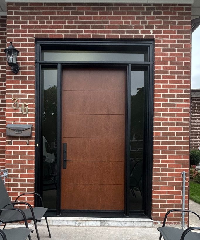54 Fiberglass single door with 2 sidelites and a recutangular transom